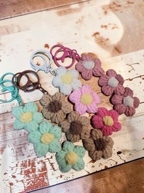 Floral Crochet Keychains/ Bag Charms Choose Your Color